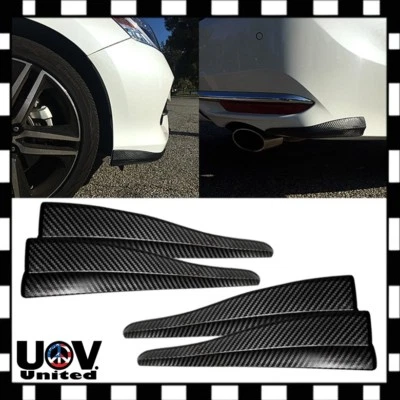 4PC Carbon Fiber Universal Bumper Corner Side Lip Scratch Protector Strap Guard - Image 1 of 4