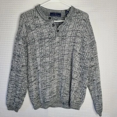 Suéter John Ashford Y2K Años 90 Para Hombres Talla L Gris Grueso Henley Jaspeado  Foto 1 de 4