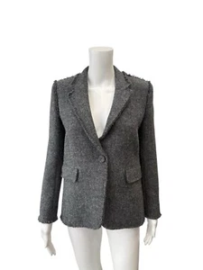 Vanessa Bruno Gray Raw Hem Wool Blazer Sz 6/FR 38 - Picture 1 of 7