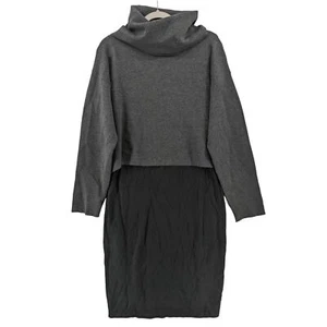 Taylor Pullover Kleid Medium schwarz grau Lagenlook Etui Mock Rollkragen Midi - Bild 1 von 13
