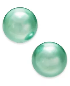 Charter Club Imitation Pearl (12mm) Stud Women's Earrings, Aqua - Picture 1 of 1