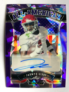 2022 Leaf Valiant All American Purple Crystals Jahmyr Gibbs Autograph RC #10/10