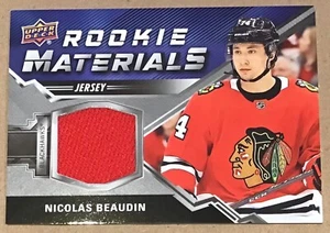 2020-21 NICOLAS BEAUDIN UD SERIES 2 ROOKIE MATERIALS JERSEY CARD #RM-NB HAWKS(1) - Picture 1 of 2
