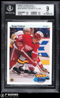 Sergei Fedorov RC BGS 9+: 1990-91 Upper Deck '91-92 Hologram Back Rookie Card - Image 1 of 3