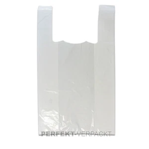 2000 Hemdchentragetaschen weiß 23+12x40cm 9µ Tragetaschen Tüten geblockt - Bild 1 von 1
