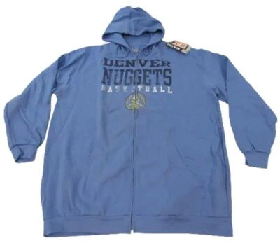 New Denver Nuggets Mens Sizes 3XL-4XL-5XL-6XL-Tall Blue Full Zip Jacket Hoodie - Image 1 of 4