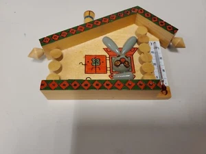 Vintage home thermometer CHRISTMAS wood art wall décor Ukraine  - Picture 1 of 17