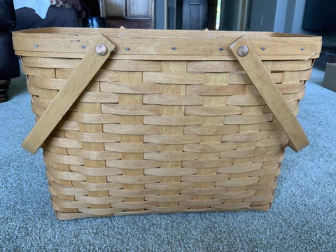 LONGABERGER MAGAZINE BASKET LARGE 11” HIGH SWING HANDLES VINTAGE 1995 Cover