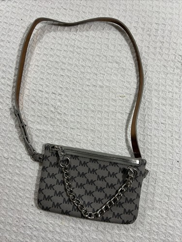 Michael Kors MK donna firma borsa vita cintura confezione fanny grigio con catena