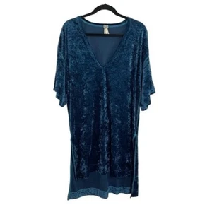 Free People - Tunica T-shirt donna We the Free Blue Luxe in velluto schiacciato taglia small - Foto 1 di 8