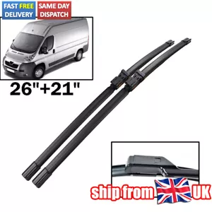 26" 22" Set For Peugeot Boxer 2006-2020 x2 Front Windscreen Flat Wiper Blades. - Picture 1 of 6
