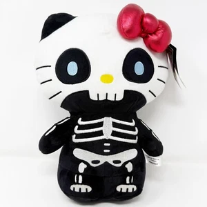 HELLO KITTY Skeleton Halloween Kidrobot Sanrio Skelebones 12” Plush Stuffed Cat - Picture 1 of 8