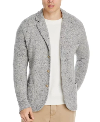 Eleventy Wool & Cashmere Stretch Knit Sweater Jacket Light Gray Size XL - Image 1 of 3