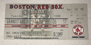 4/28/98 Texas Rangers Boston Red Sox No Smoking in Seats Fenway MLB Ticket Stub