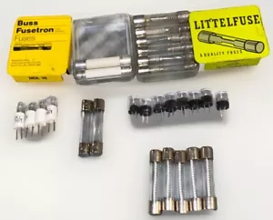 Huge VTG Fuse Lot: Buss Fusetron MDL 15, Littelfuse, 125V 3A, 250V 5A (27 Total) - Picture 1 of 13