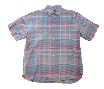 Neiman Marcus 衬衫格子 S/S M 码亚麻棉混纺 — 第 1/4 张图片