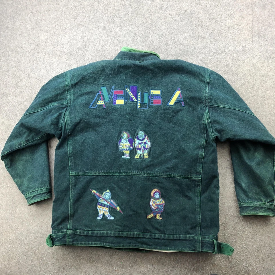 Vintage Avenue Jacket Womens Large Green Denim Sherpa Lined Eskimos 90s - Image 1 of 4