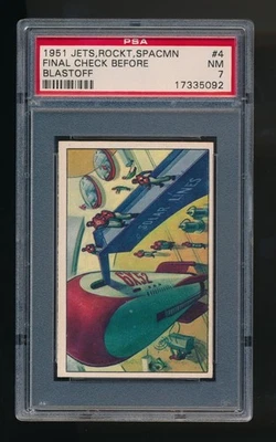 1951 Bowman Jets Rocket Spacemen PSA 7 #4 Final Check Before Blastoff NM - Image 1 of 2