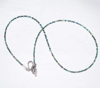 61cm Gioielli Collane Naturale Azzurrite 2mm Perline 925 Argento Sterling Gemma - Immagine 1 di 4