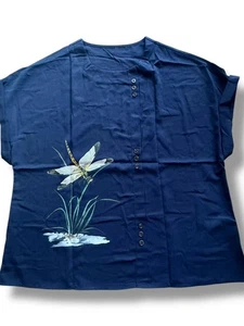 SHEIN Navy Nature-Inspired Blouse – Size XL, Relaxed Fit, New - Picture 1 of 5