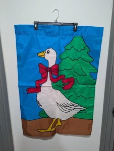 Vintage Country Christmas Goose Nylon Garden Flag Cottagecore Porch Goose  - Picture 1 of 3