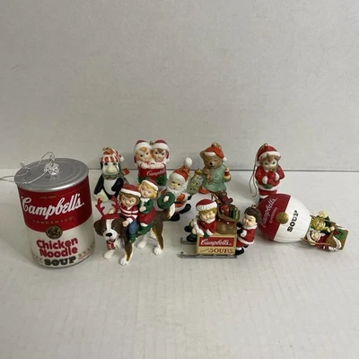 Vintage Campbell’s Soup Kids Christmas Ornaments Mixed Lot 9 Figures Decoration - Image 1 of 4