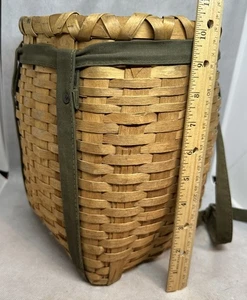 Vintage Trapper Backpack Basket Split Oak Hunting Foraging Adirondack 10” 8”X 9 - Picture 1 of 6