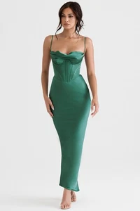 Maxi Vestido HOUSE OF CB 'Charmaine' Forest Corsé S 8/10 4500 - Imagen 1 de 9