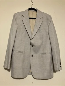 JOE NAMATH VINTAGE cappotto a quadri tuta giacche blazer 42 R bianco grande - Foto 1 di 9