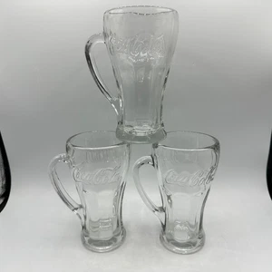 Coca-Cola Clear Glass Handled Glasses, 14oz, Set of 3 - Picture 1 of 8