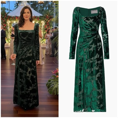 $1890 NUEVO SIN ETIQUETAS LELA ROSE Floral Terciopelo Burnout Maxi Vestido de Lujo Verde Esmeralda Talla 4 Pequeño Foto 1 de 4