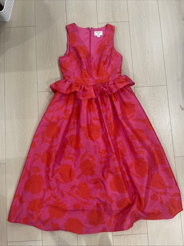 Abito midi Kate Spade New York donna classico rosa peplo rosa rosso taglia 2