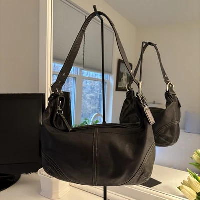 Bolso Hobo Soho Vintage Y2K Coach Cuero Negro, #9541, Cuero Suave Foto 1 de 4