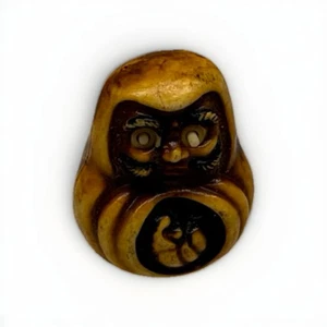 Vtg Celluloid Japanese Kobe Pop Out Eyes Charm Tan Brown Hand Carved - Picture 1 of 7
