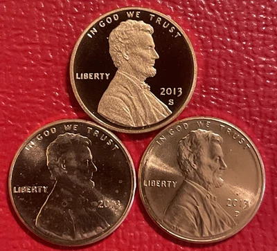 2013 P&D&S Lincoln Shield Cent Proof Uncirculated Penny Set PDS From Sets/rolls - Image 1 of 2