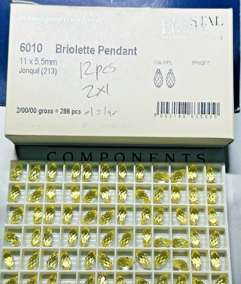 Swarovski Briolette Pendant 6010 11 .5 mm SIAM 12Pcs Pack Austria