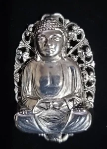 Silberfarbene Buddah Brosche Anstecknadel - Bild 1 von 1