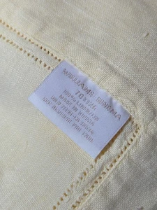 WIlliams-Sonoma 100% Linen Tablecloth 70"x126" Yellow Wide Hem-stitch Insert - Picture 1 of 8
