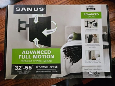 Advanced Full-Motion Premium TV Wall Mount SANUS BMF320-B1 TV's to 55 LBS 32-55" - Image 1 of 4
