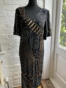 Vintage Women Flapper Dress ARGENTI Made in Hong Kong Size 8 100% Silk - Picture 1 of 15