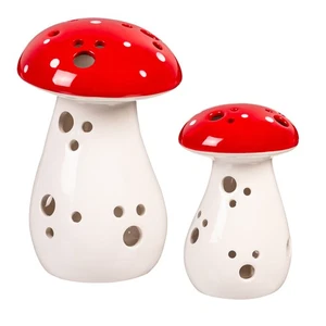 LED Ceramic Mushroom Table D?cor, Set of 2 - Picture 1 of 6