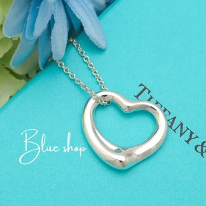 Tiffany & Co. Elsa Peretti 22mm Open Heart Necklace Pendant 16.2" Silver 925 - Picture 1 of 11
