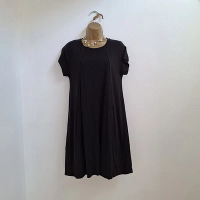 ME + EM Dress 12 Worn Twice Black Stretch Cotton T Shirt A Line Pockets - Image 1 of 4