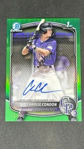 2025 Bowman Chrome Charlie Condon 1st Bowman Auto Rockies Green 18/99 - Bild 1 von 2