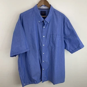 Saddlebred Shirt Mens 2X Big & Tall Blue Plaid Short Sleeve Button Down * - Picture 1 of 13