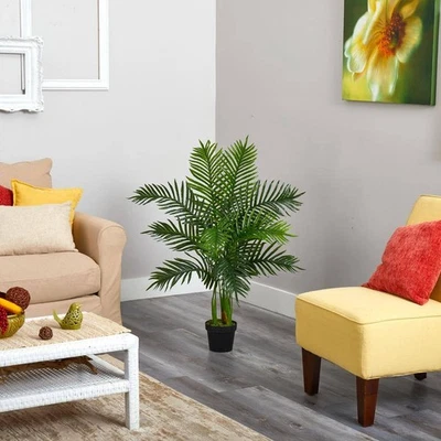 Árbol artificial casi natural 42" x 14" interior Areca Palm maceta de plástico en negro Foto 1 de 4