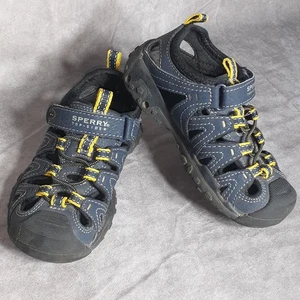 Sperry Top-Sider Wet Tech Leder Sandalen Kleinkind Junge Größe 9 blau gelb schwarz - Bild 1 von 10