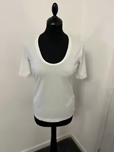Armani Collezioni U-Neck White T-Shirt 42 NEW Scoop Low Neck UK 10 - Picture 1 of 7