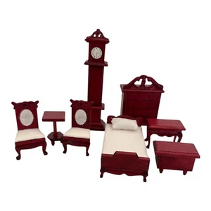 Muebles vintage de madera para dormitorio suite casa de muñecas 8 piezas 1:16 - Imagen 1 de 20