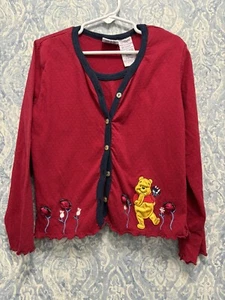 Vintage Girls Pooh Cardigan With Built In Tank Size 6/6X - Picture 1 of 6